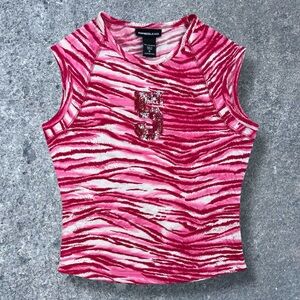 Y2K Express Jeans Pink Zebra Sequin Tank – Size Small